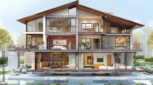 House Interior illustration cross section model