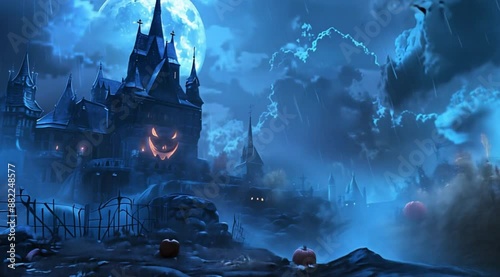 Spooky Halloween Night at a Haunted Castle