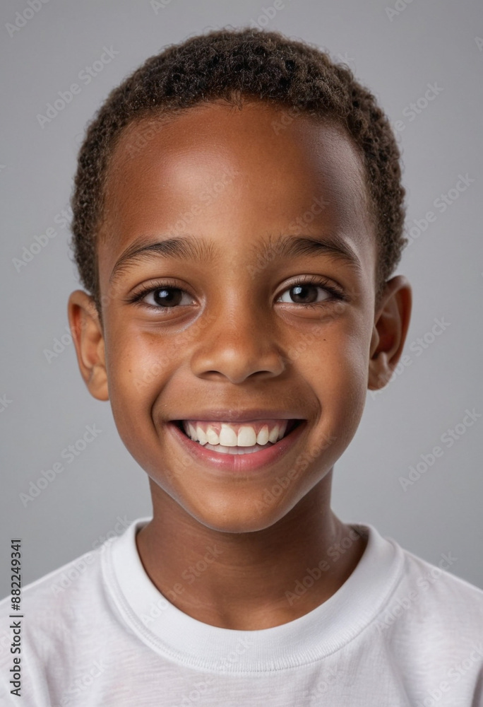 Portrait view of a regular happy smiling Antigua and Barbuda boy, ultra realistic, candid, social media, avatar image, plain solid background Portrait view of a regular happy smiling Antigua and Barbuda boy, ultra realistic, candid, social media, avatar image, plain solid background
