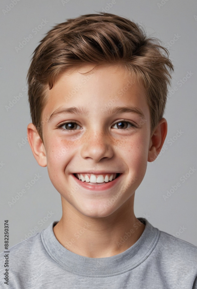 Portrait view of a regular happy smiling United States boy, ultra realistic, candid, social media, avatar image, plain solid background Portrait view of a regular happy smiling United States boy, ultra realistic, candid, social media, avatar image, plain solid background