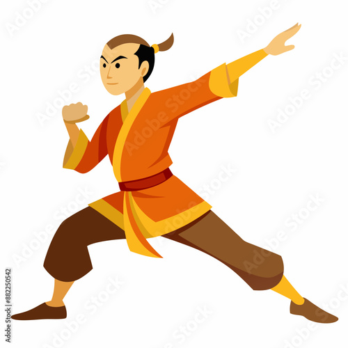 A  kung  fu master practices cartoon vector