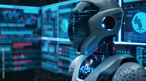 Futuristic Robot with a Glass Head