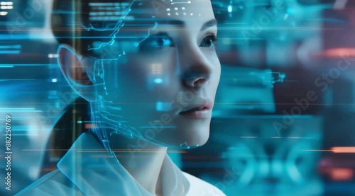 Woman with Futuristic Digital Overlay