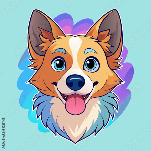 Joyful dog portrait cute look watercolor vector illustration on white background