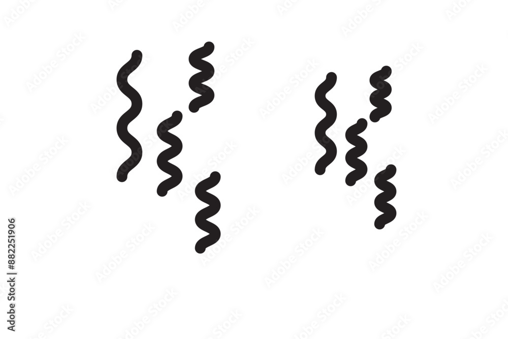 Set of linear black steam vector icons. Smell or aroma. Smoke or vapour signs. Odor symbol. Set of linear black steam vector icons. Smell or aroma. Smoke or vapour signs. Odor symbol.