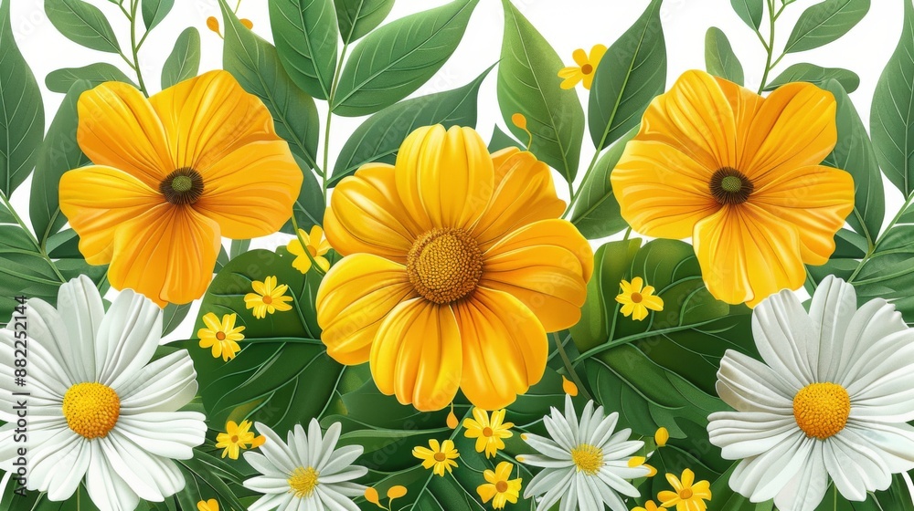 Fototapeta premium Vibrant Yellow and White Floral Arrangement