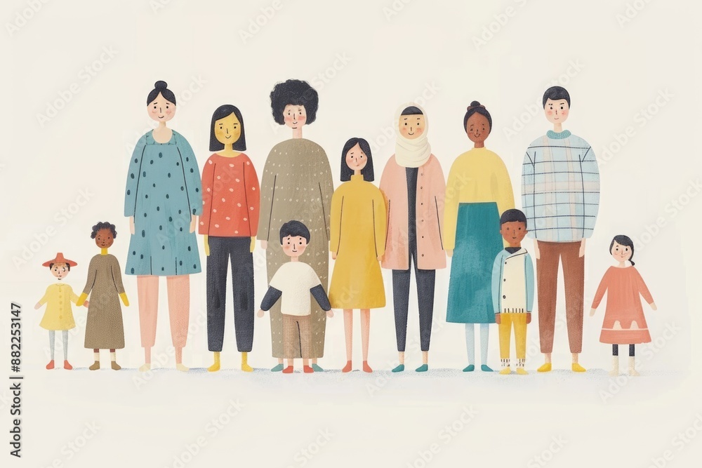 Obraz premium Celebrating Diversity: Cozy LGBTQ Family Home - Heartwarming Cartoon Illustration in Soft Hues