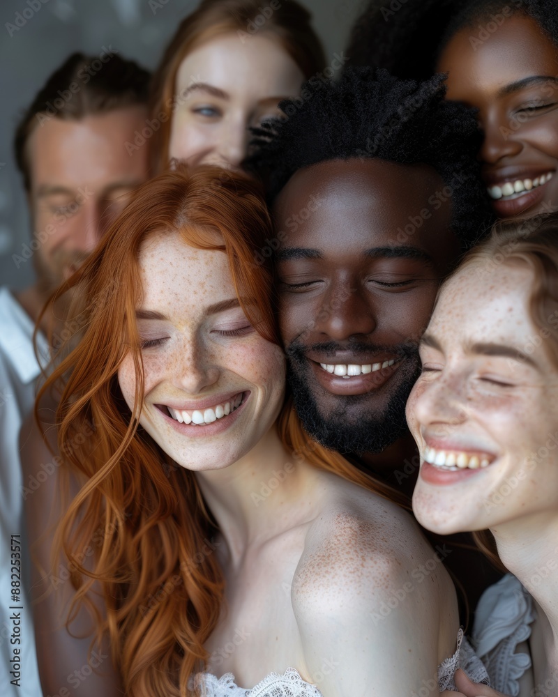 Embracing Diversity: Heartwarming Image of Multicultural Group Hugging in Soft Lighting for Racial Harmony Concept Embracing Diversity: Heartwarming Image of Multicultural Group Hugging in Soft Lighting for Racial Harmony Concept