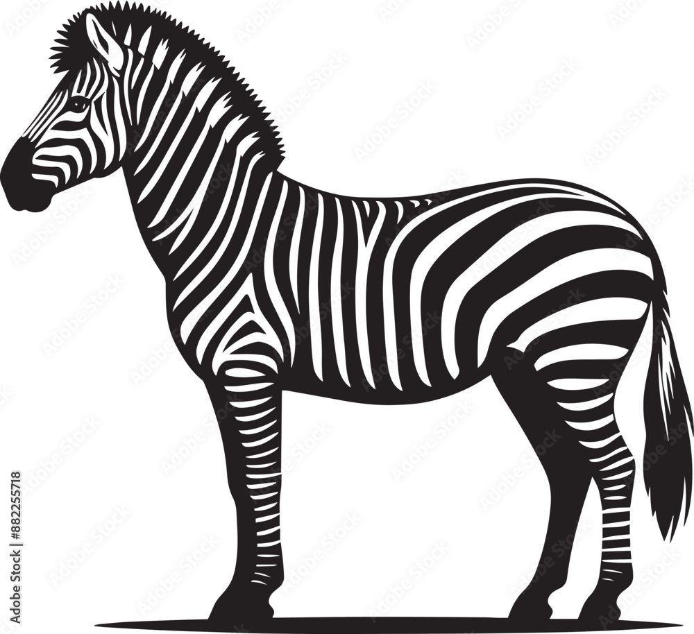 Fototapeta premium Zebra Silhouette isolated on white background Minimalist elephant vector shape icon