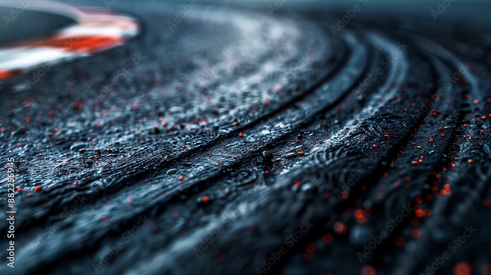 red dots on the tire, white stripe on the trackside red dots on the tire, white stripe on the trackside