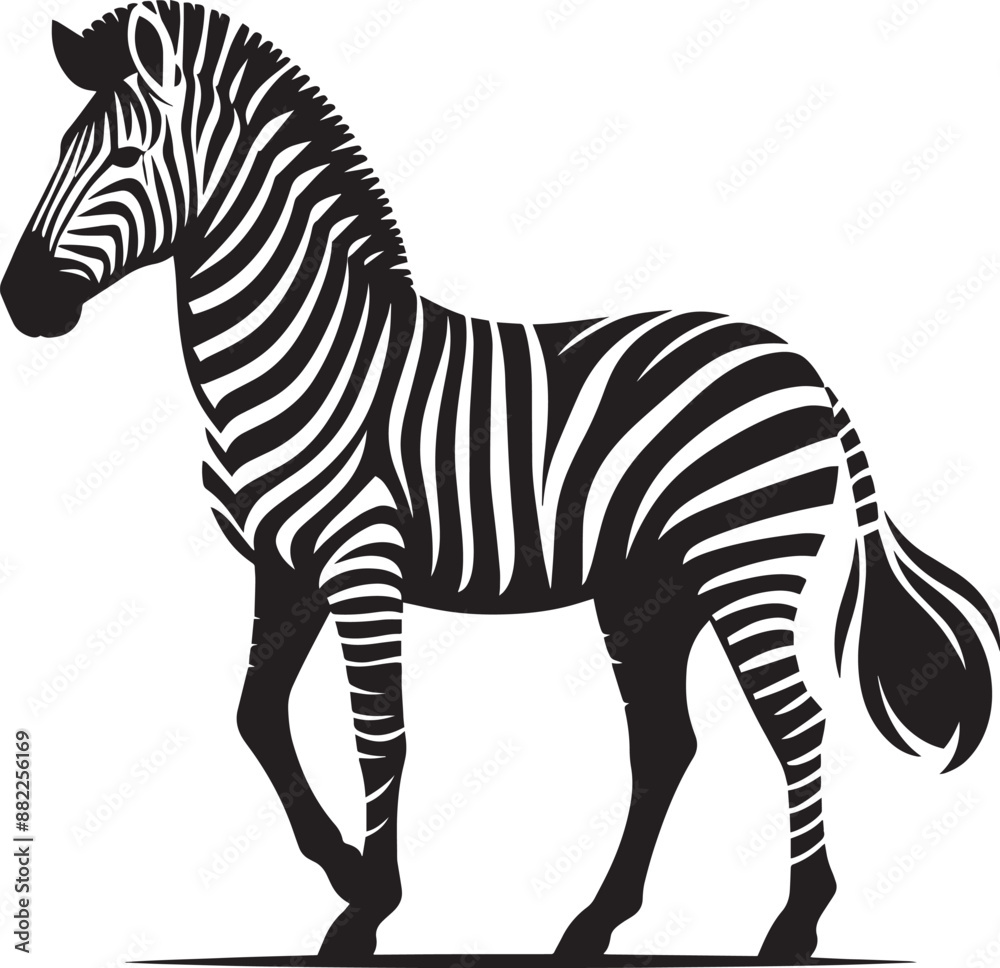 Obraz premium Zebra Silhouette isolated on white background Minimalist elephant vector shape icon