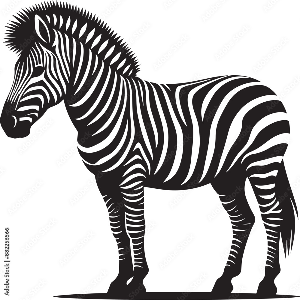 Obraz premium Zebra Silhouette isolated on white background Minimalist elephant vector shape icon