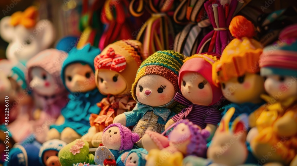A Row of Colorful Stuffed Toys A Row of Colorful Stuffed Toys