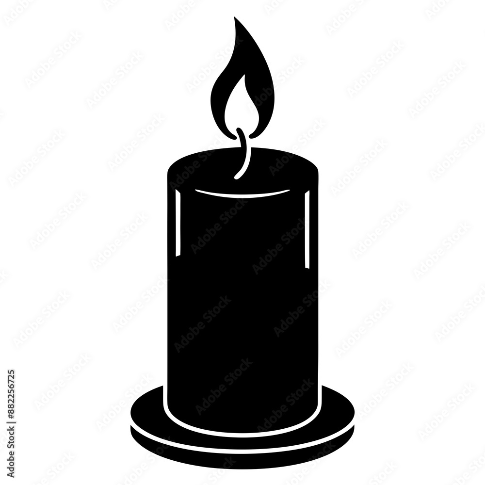 Obraz premium Candle vector illustration, Candle vector art, Candle silhouette, Burning candle illustration