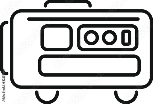 Line drawing of a portable power station providing backup electricity during a power outage