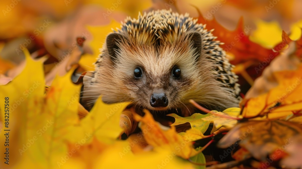 Hedgehog in Autumn Leaves Hedgehog in Autumn Leaves