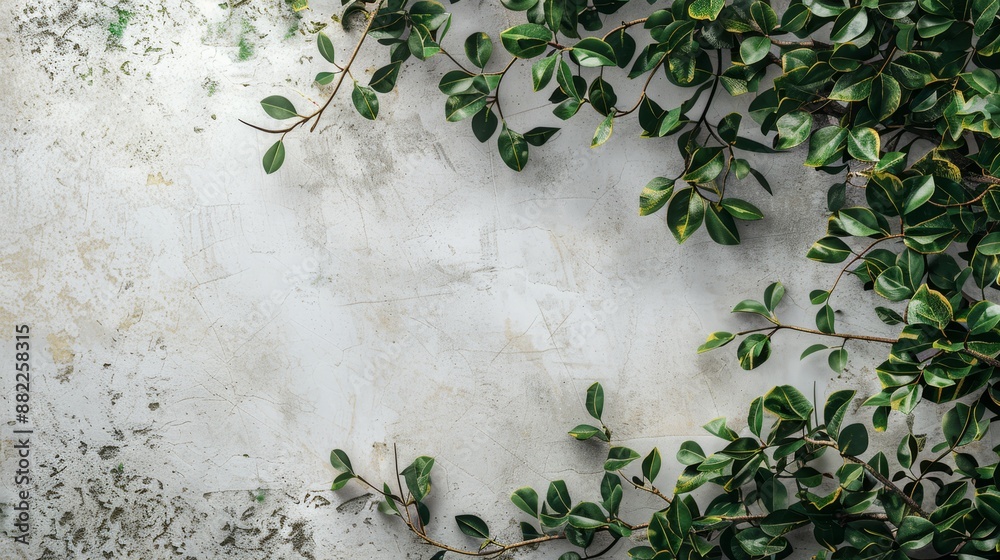 Close-up of a green plant against a pristine white backdrop Text space on the left Close-up of a green plant against a pristine white backdrop Text space on the left