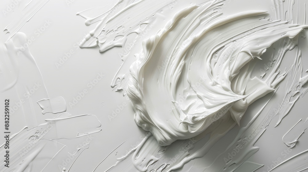 A tight shot of a textured white paint surface, adorned with droplets of identical white paint A tight shot of a textured white paint surface, adorned with droplets of identical white paint