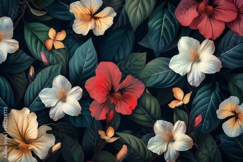 Wallpaper Mural Tropical Floral Arrangement with Vibrant Colors Torontodigital.ca