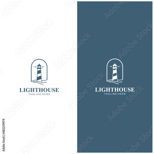 Lighthouse logo design vector illustration template