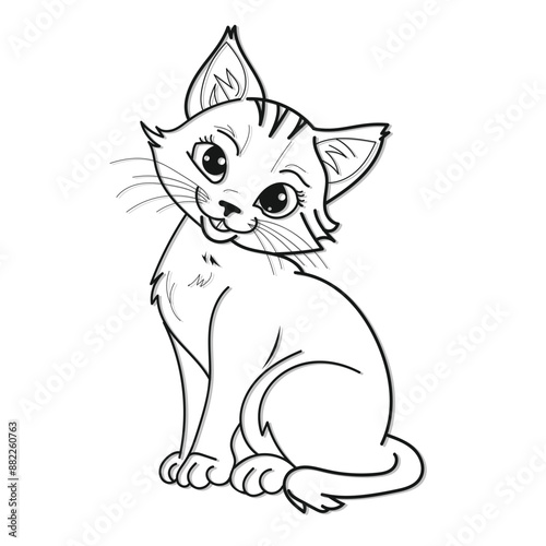 realistic cat outline vector illustration