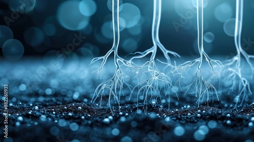 Soil with plant root nodules showing nitrogen fixation