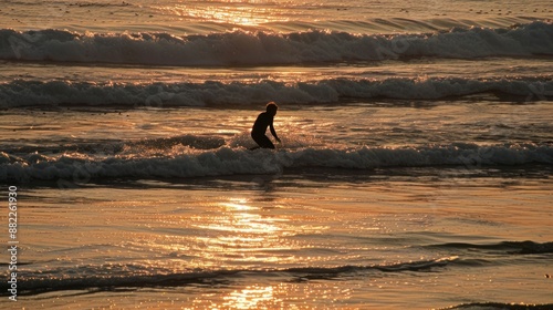 surfing on the beach 