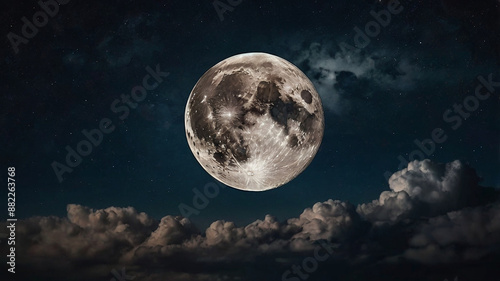 full moon in the night sly with clouds