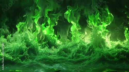 background with green fire footage