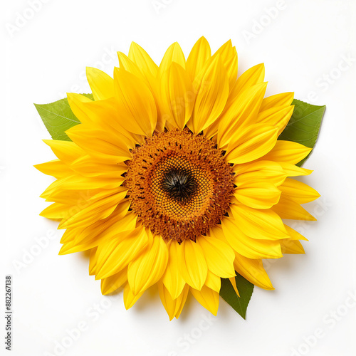 sunflower Isolated white background flat lay