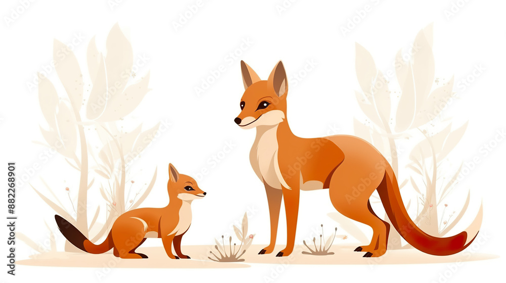 Obraz premium isolated on a white backdrop is a mother kangaroo with her adorable young baby.