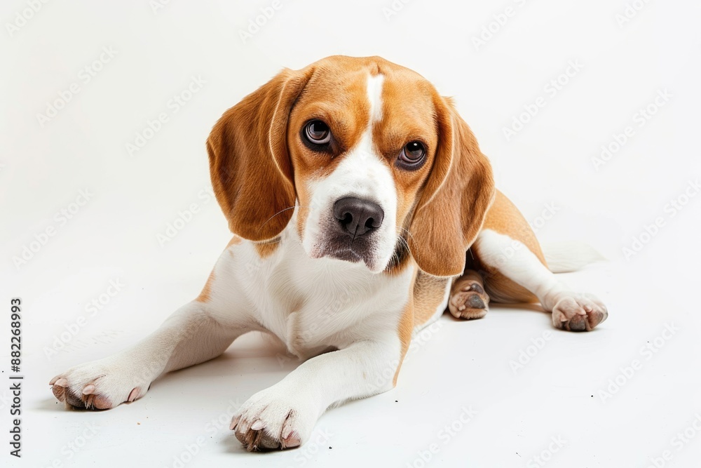 Beagle White Background. Cute Young Beagle Dog Isolated on White Background Beagle White Background. Cute Young Beagle Dog Isolated on White Background