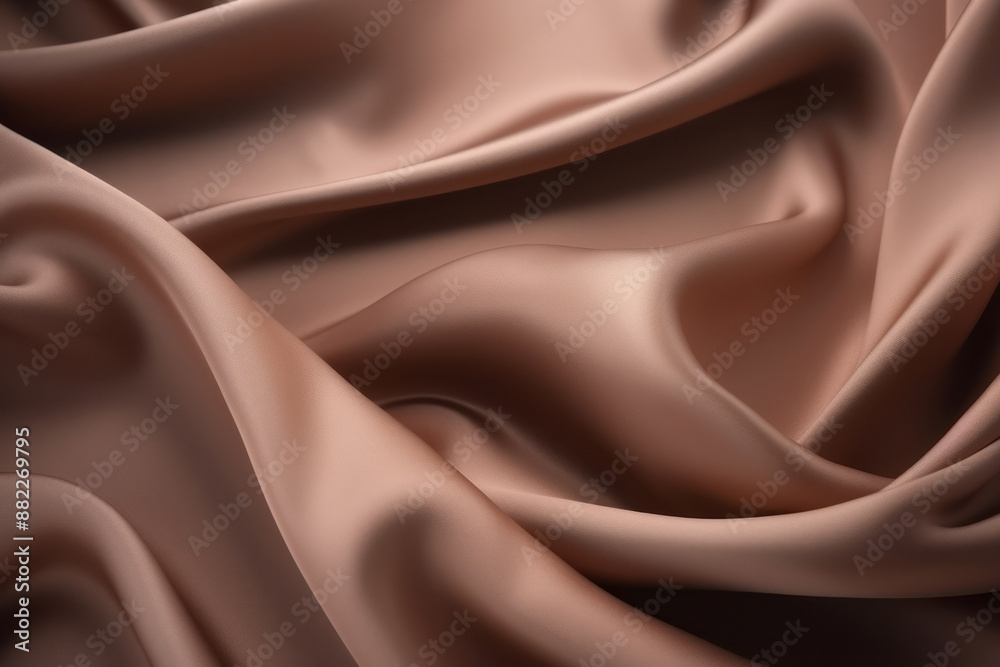 Fototapeta premium Processed collage of smooth wavy beige light brown satin silk cloth fabric texture. Background