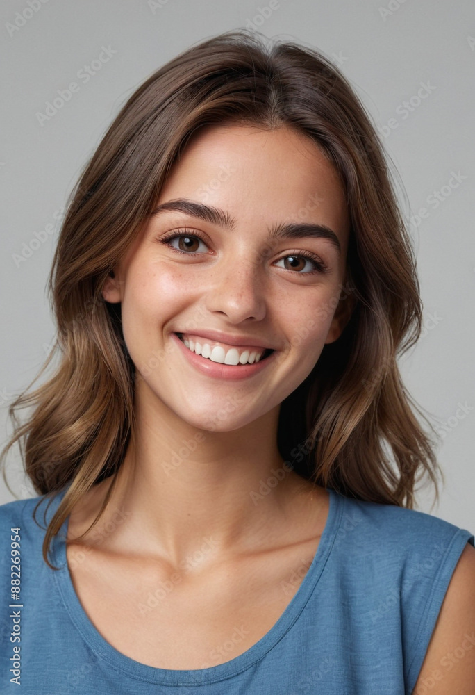 Portrait view of a regular happy smiling Italy girl, ultra realistic, candid, social media, avatar image, plain solid background Portrait view of a regular happy smiling Italy girl, ultra realistic, candid, social media, avatar image, plain solid background