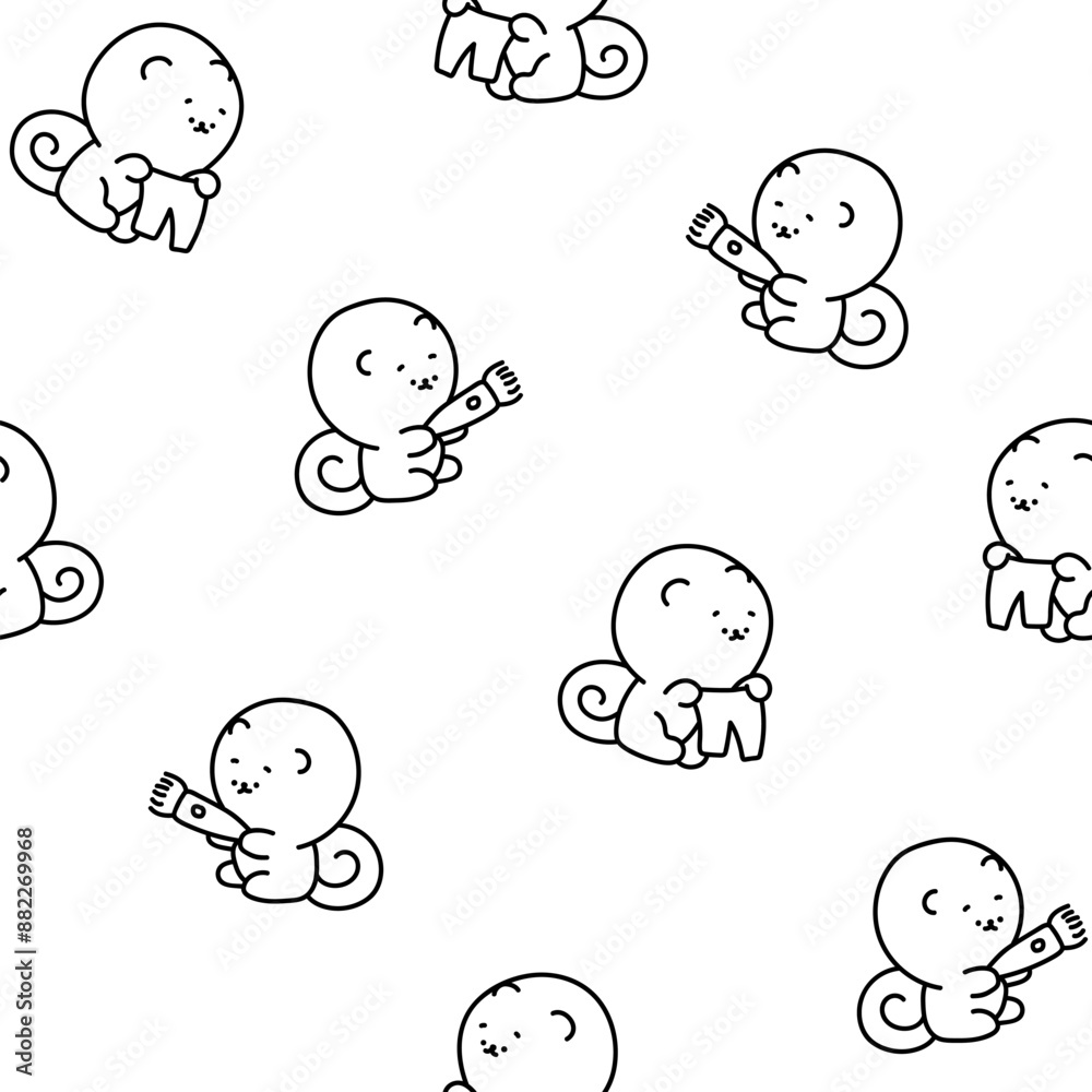 Cute kawaii pomeranian dog. Seamless pattern. Coloring Page. Cartoon character. Vector drawing. Design ornaments. Cute kawaii pomeranian dog. Seamless pattern. Coloring Page. Cartoon character. Vector drawing. Design ornaments.