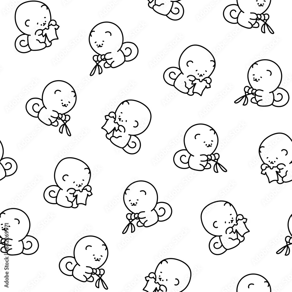 Cute kawaii pomeranian dog. Seamless pattern. Coloring Page. Cartoon character. Vector drawing. Design ornaments. Cute kawaii pomeranian dog. Seamless pattern. Coloring Page. Cartoon character. Vector drawing. Design ornaments.