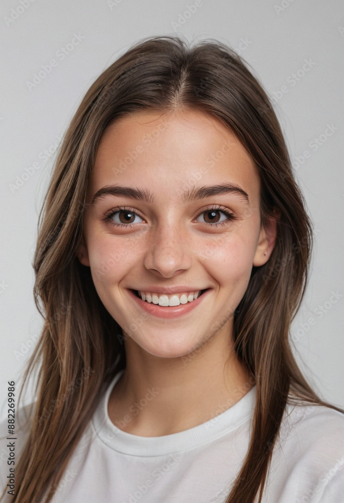 Portrait view of a regular happy smiling Kosovo girl, ultra realistic, candid, social media, avatar image, plain solid background Portrait view of a regular happy smiling Kosovo girl, ultra realistic, candid, social media, avatar image, plain solid background