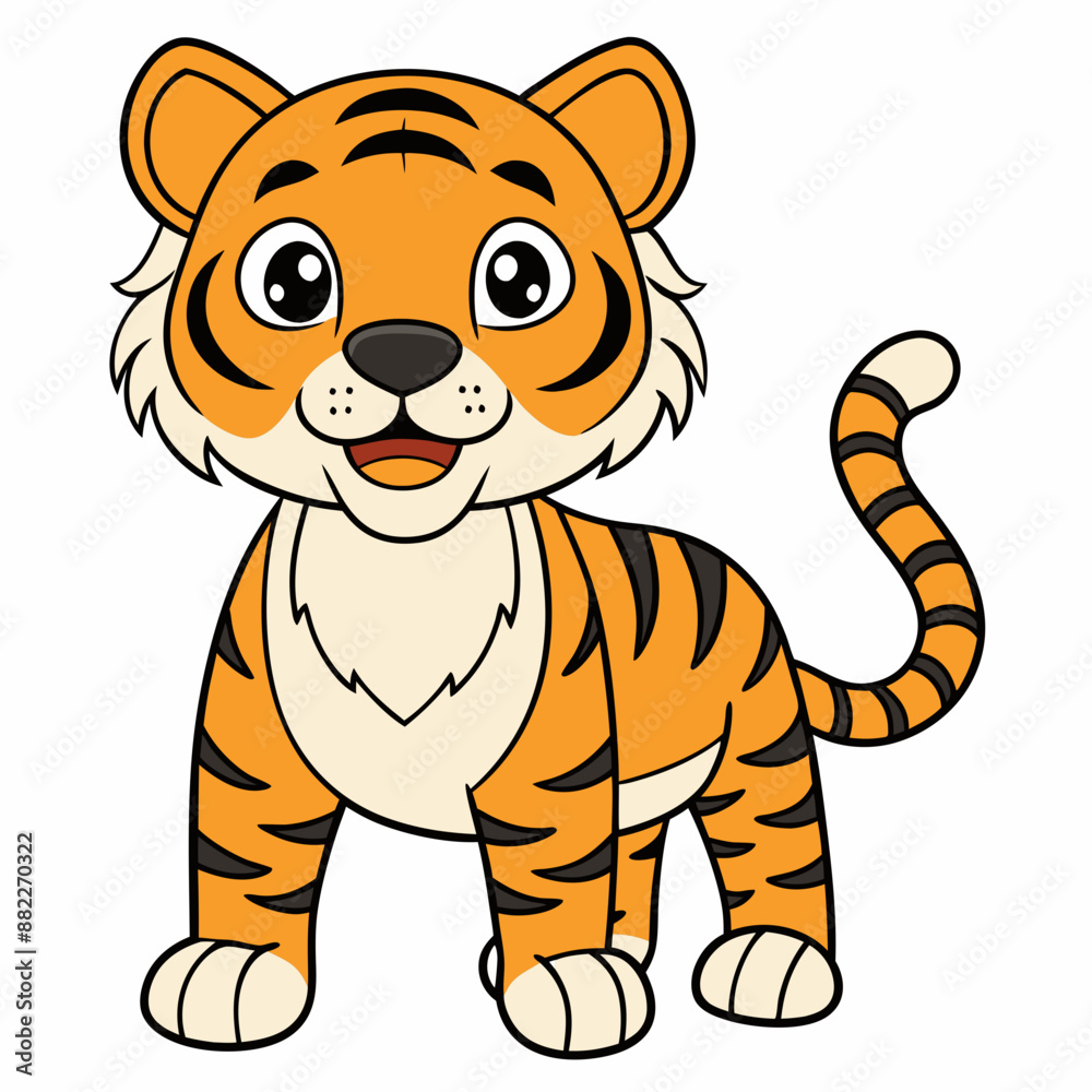 Obraz premium Tiger Vector Illustration, Lion Vector Art, Tiger Silhouette, Tiger cartoon Character