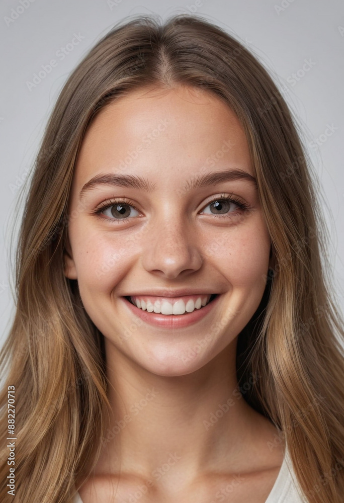 Portrait view of a regular happy smiling Slovakia girl, ultra realistic, candid, social media, avatar image, plain solid background Portrait view of a regular happy smiling Slovakia girl, ultra realistic, candid, social media, avatar image, plain solid background