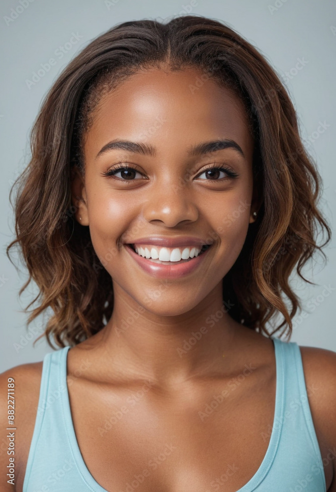 Portrait view of a regular happy smiling Bahamas girl, ultra realistic, candid, social media, avatar image, plain solid background Portrait view of a regular happy smiling Bahamas girl, ultra realistic, candid, social media, avatar image, plain solid background