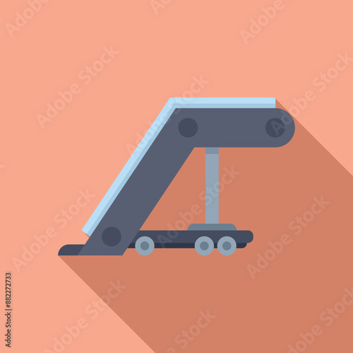 Illustration of airport passenger boarding stairs on a pink background with shadow, in flat design