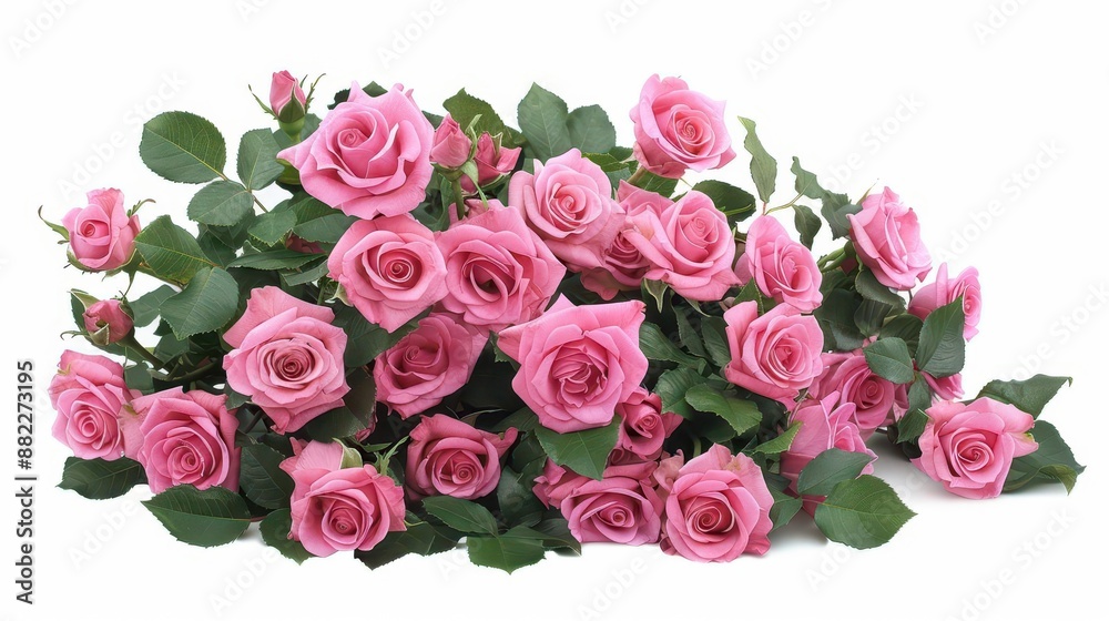 exquisite bouquet of lush pink roses in full bloom velvety petals capturing light creating depth and texture arranged against crisp white background for maximum visual impact exquisite bouquet of lush pink roses in full bloom velvety petals capturing light creating depth and texture arranged against crisp white background for maximum visual impact