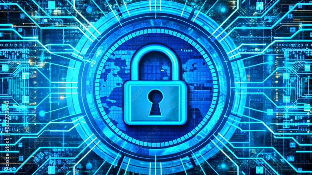 Concept of cyber security, information security and encryption, secure access to user's personal information, secure Internet access, cybersecurity.
