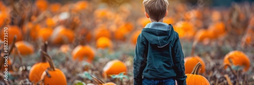 Little Boy at Pumpkin Patch