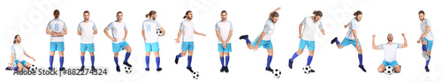 Set of young football playe...