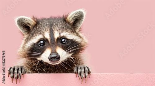 adorable baby raccoon on solid color background ideal for banners and ads