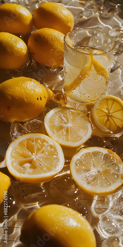 Limonada gelado com rodelas de limão. photo