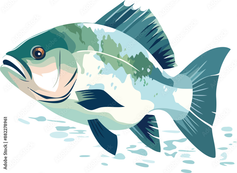 Obraz premium Elegant and colorful bass fish vector illustration for print, tshirt, wall art,