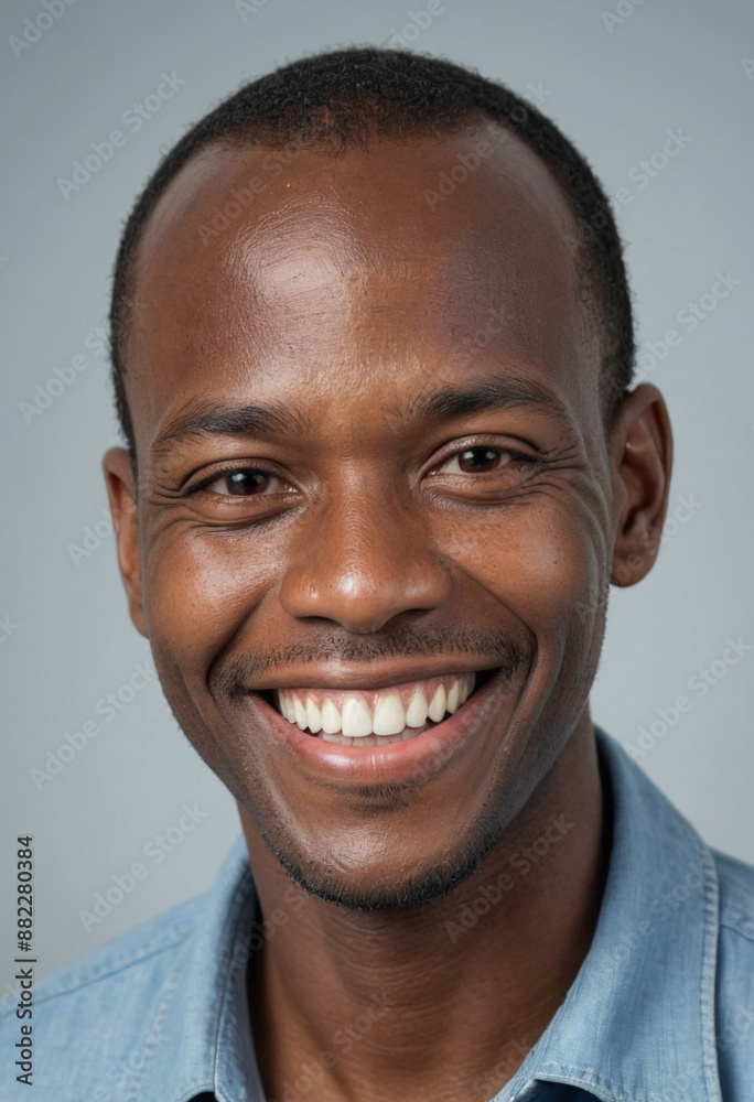 Portrait view of a regular happy smiling Botswana man, ultra realistic, candid, social media, avatar image, plain solid background Portrait view of a regular happy smiling Botswana man, ultra realistic, candid, social media, avatar image, plain solid background