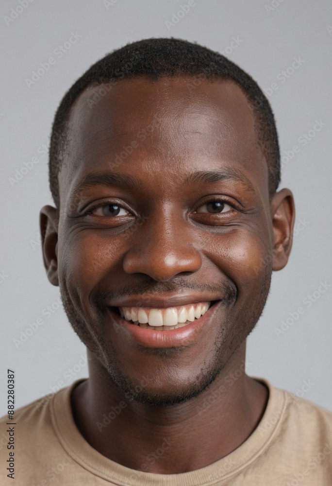 Portrait view of a regular happy smiling Burkina Faso man, ultra realistic, candid, social media, avatar image, plain solid background Portrait view of a regular happy smiling Burkina Faso man, ultra realistic, candid, social media, avatar image, plain solid background